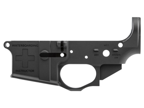 Spikes STLS033 Water Boarding Instructor Stripped Lower Receiver Multi-Caliber 7075-T6 Aluminum Black Anodized for AR-15