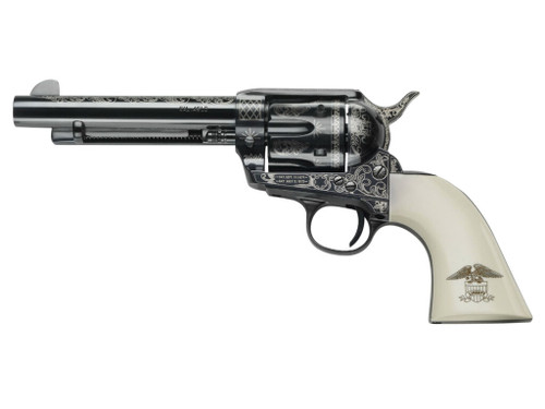 Pietta GW45LLE434NMUI 1873 GW2 Liberty 45 Colt (LC) 6 Shot, 4.75" Blued Engraved Steel Barrel, Cylinder, Frame & Hammer, Ultra Ivory Grip w/Engraved Liberty Eagle