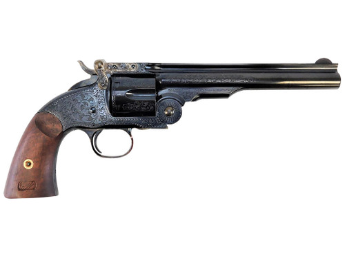 Taylors & Company 550644 Top Break Schofield 45 Colt (LC) 6rd 7" Blued Engraved Steel Walnut Grip