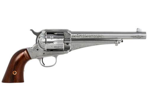 Taylors & Company 550389 1875 Army Outlaw 45 Colt (LC) Caliber with 7.50" Barrel, 6rd Capacity Cylinder, Overall White Engraved Finish Steel & Walnut Grip