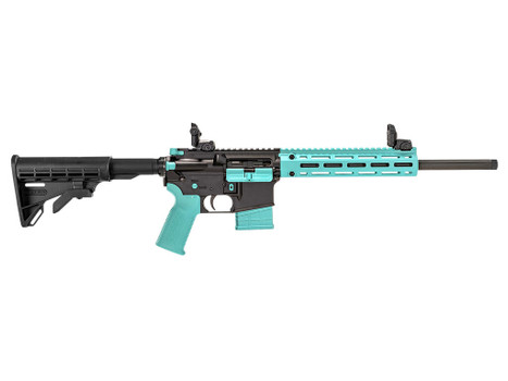 Tippmann Arms A101203 M4-22 LTE 22 LR 25+1 16" Black Parkerized Threaded Barrel, Matte Black Aluminum Receiver w/Picatinny Rail, Robin Egg Blue M-LOK Handguard, Composite Forend, Black Polymer Stock