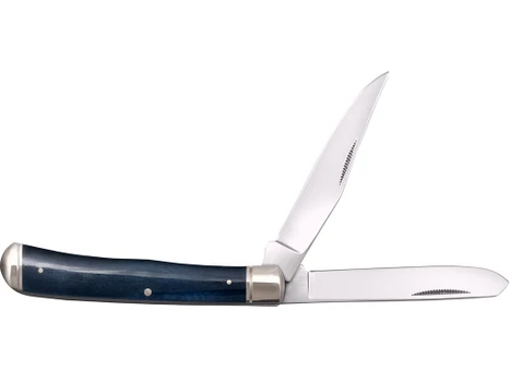 Cold Steel CSFLTRPRB Trapper 3" Folding Clip/Spey Plain 8Cr13MoV SS Blade/Dark Blue w/Polished Bolsters Bone Handle
