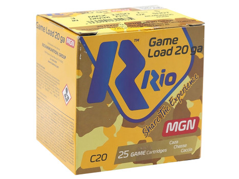 Rio Ammunition RC20MGN5 Game Load 20Gauge 3" 1 1/4oz 5Shot 25 Per Box/10 Case