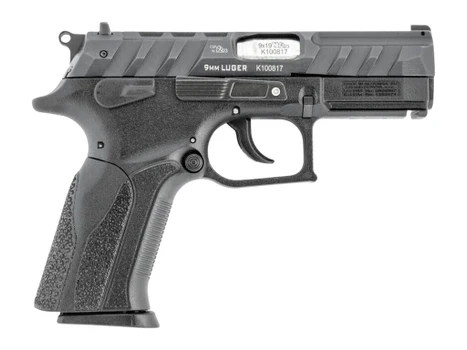 Grand Power 8588005808651 P1 Mk23 9mm Luger 15+1 3.66" 9mm Luger 12+1 3.66" Stainless Rotating Barrel, Black Optic Ready/Serrated Slide, Black Frame w/Accessory Rail, Interchangeable Backstrap, Ambide