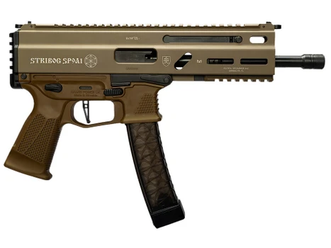 Grand Power 197892004763 SP9A1 Stribog 9mm Luger 30+1 8" Black Threaded Barrel, M-LOK Handguard, Flat Dark Earth Aluminum Picatinny Rail Receiver, FDE Polymer Grip, Thread Protector