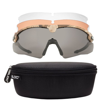 BLOC TACTICAL LYNX 3 LENS COMPLETE SET - GREY, ORANGE, CLEAR. CAMO FRAME, SOFT CASE, HARD CASE.