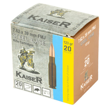 Kaiser Steel Case 7.62x39 123gr FMJ 20rd Box 1000rd Case