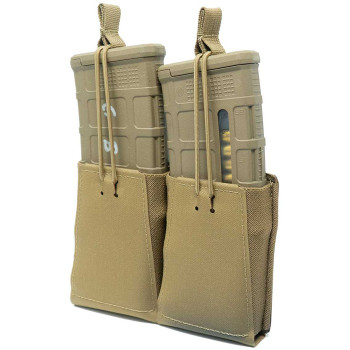 DOUBLE RIFLE MAG POUCH W/BUNGEE RETENTION COYOTE