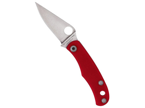 Spyderco C133GRDP Bug 1.27" Satin 12C27 Sandvik SS Blade, Red Textured G10 Handle