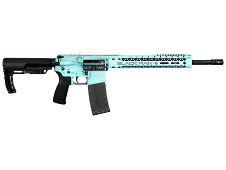 Black Rain Ordnance FUSIONTBB Fission 5.56 NATO 30+1 16" Black Nitride Threaded Barrel, Robin Egg Blue Battleworn Aluminum Receiver w/Picatinny Rail, M-LOK Handguard, MFT Minimalist Black Polymer Sto