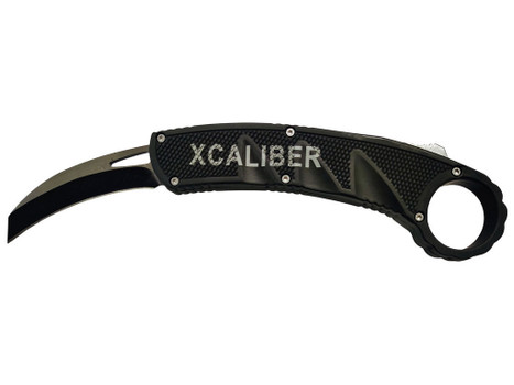 Xcaliber Knife Company Karambit 3" OTF Reverse Tanto Plain Black 440C SS Blade, 5.75" Aluminum Handle