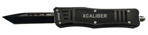 Xcaliber Knife Company  45 ACP  3.25" OTF Tanto Plain Black 440C SS Blade, 4.64" Steel Handle                                                                                                           