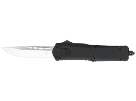 CobraTec Knives MBFS3DNS FS-3 Medium 3" OTF Drop Point Plain D2 Steel Blade, 4.50" Black Aluminum Alloy Handle