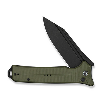 CIVIVI Neurohaptic Flipper & Button Lock Knife OD Green G10 Handle (3.74"" Black Stonewashed Nitro-V Blade) C23080-3