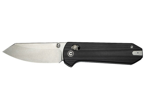 Civivi Knives C23073-1 Yonder 2.88" Folding Spey Point Plain Stonewashed 14C28N Steel Blade, Black Textured G10 Handle