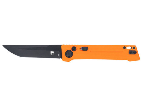 CobraTec Knives CTIFRORG Inferno 3.50" OTF Tanto Plain Black TiCN D2 Steel Blade, 4.75" Blaze Orange Textured Handle