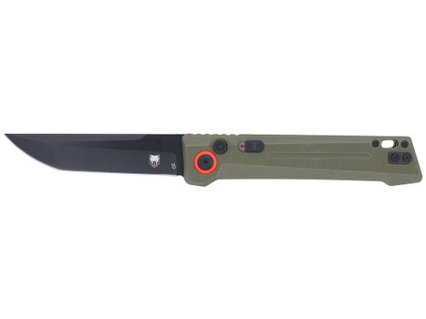 CobraTec Knives CTIFRODG Inferno 3.50" OTF Tanto Plain Black TiCN D2 Steel Blade, 4.75" OD Green Textured Handle