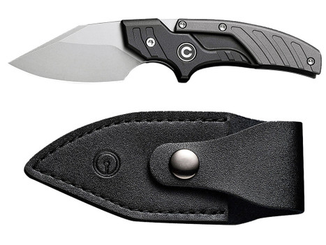 Civivi Knives C21036-3 Typhoeus 2.27" Adjustable Fixed Stonewashed Plain 14C28N Steel Blade, 3.98" Black/Gray Textured Aluminum Handle