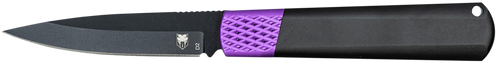 CobraTec Knives CTWOLVERINEBLK Gideon  3" Folding Plain Black Stonewashed D2 Steel Blade, 4.25" Black/Purple Aluminum Handle                                                                            