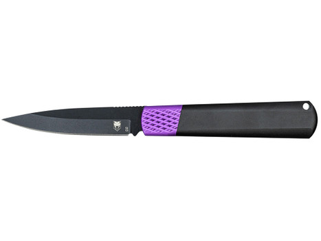 CobraTec Knives CTWOLVERINEBLK Gideon 3" Folding Plain Black Stonewashed D2 Steel Blade, 4.25" Black/Purple Aluminum Handle