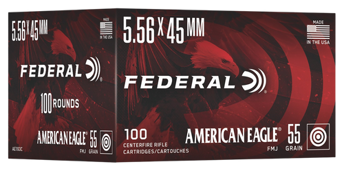 Federal AE193C American Eagle  5.56x45mm 55gr Full Metal Jacket 100 Per Box/5 Case                                                                                                                      
