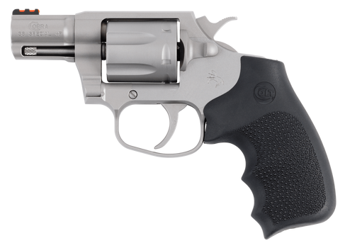 Colt Mfg COBRASM2RFO Cobra  38 Special +P 6rd Shot 2" Matte Stainless Barrel, Cylinder & Frame, Black Hogue Overmolded Grip, Exposed Hammer                                                             