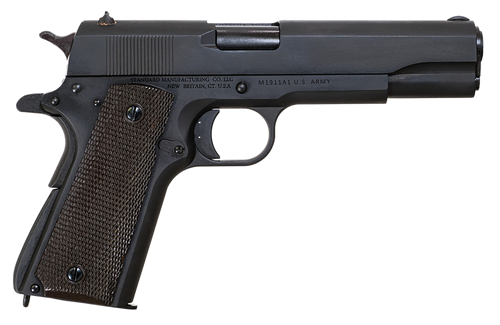 Standard Mfg  1911 Government Full Size Frame 45 ACP 7+1 5" Black Steel Barrel, Black Parkerized Steel Serrated Slide, Black Parkerized Steel Frame w/Beavertail, Textured Grip                         