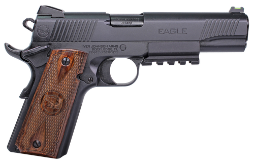 Iver Johnson Arms EAGLELRG2 Eagle Gen2 LR Government 45 ACP 8+1 5" Overall Black QPQ Crowned Barrel, Steel Serrated Slide & Frame w/Beavertail, Dymondwood Engraved w/Logo Grip                         