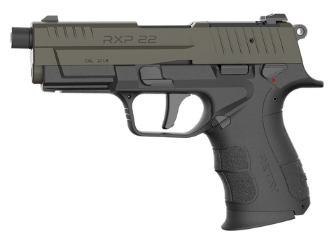 Retay USA RXP22BLKODSL13TH RXP 22 LR 13+1 4" Threaded Barrel, OD Green Cerakote Optic Ready/Serrated Slide, Black Cerakote Polymer Frame w/Accessory Rail, RMR/RMSc Footprint                           