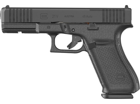 Glock UV2150203MOS G21 V MOS Full Size 45 ACP 13+1 4.61" Black GMB Barrel, Black nDLC Steel Optic Ready/Serrated Slide, Black Polymer Frame w/Accessory Rail, Textured Polymer Grip, Ambidextrous