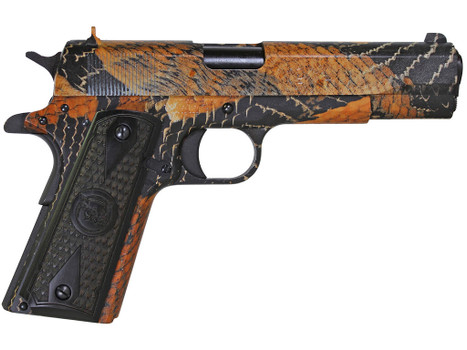 Iver Johnson Arms 1911A1BOA 1911 A1 BOA 45 ACP 8+1 5" Black Steel Barrel, BOA Snakeskin Steel Serrated Slide, BOA Snakeskin Steel Frame w/Beavertail, Black Dymondwood Snakeskin Grip