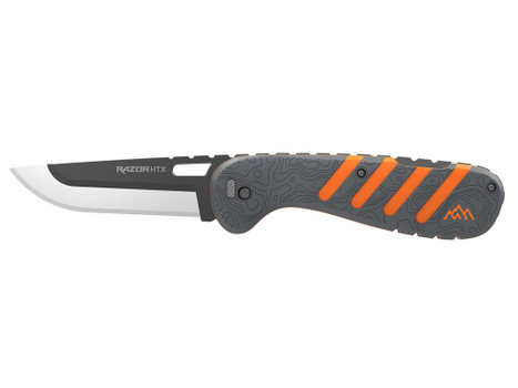 Outdoor Edge HTX35Y6C Razor HTX 3.50" Folding Plain 420J2 SS Blade Gray/Orange