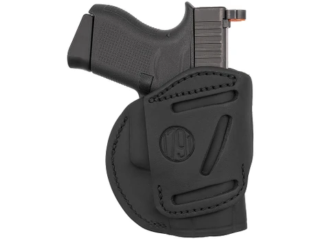 1791 Gunleather 4WH3SBLL 4-Way IWB/OWB Size 03 Stealth Black Leather Belt Clip Compatible w/Glock 26/Ruger LC9/S&W M&P Shield/2.0 9/40 Left Hand