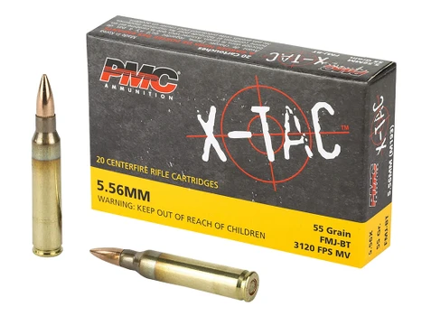 PMC 556X X-Tac 5.56x45mmNATO 55gr Full Metal Jacket Boat Tail 20 Per Box/50 Case