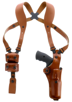 Galco VHS4104 VHS 4.0 Shoulder System Vertical Ambidextrous, Size Fits Chest Up To 56", Tan Leather, Fits L Frame S&W Model 686 (4" Barrel)                                                             