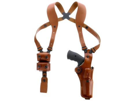 Galco VHS4104 VHS 4.0 Shoulder System Vertical Ambidextrous, Size Fits Chest Up To 56", Tan Leather, Fits L Frame S&W Model 686 (4" Barrel)
