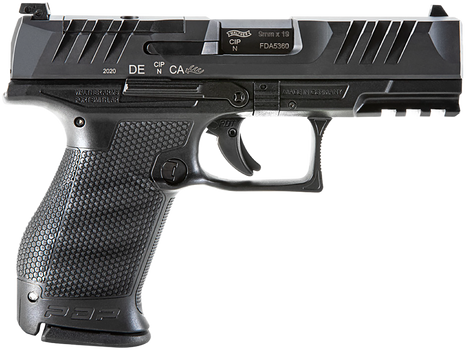 Walther Arms 2854686 PDP  Compact Frame 9mm Luger 10+1 4" Black Steel Barrel, Black Optic Ready/Serrated Steel Slide, Black Polymer Frame w/Picatinny Rail, Textured Polymer Grip, Ambidextrous         