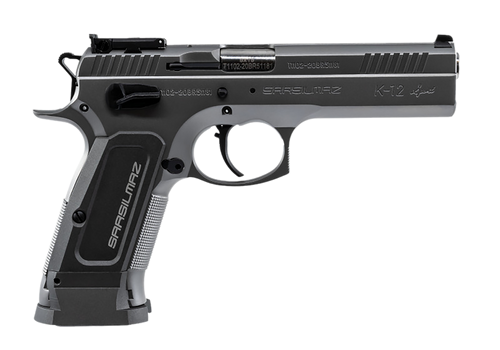 SAR USA K12STSP K12 Sport 9mm Luger 17+1 4.70" Stainless Target Crown Barrel, Stainless Steel Serrated Slide, Stainless Steel Frame w/Beavertail, Gray Polymer Grip, Right Hand                         