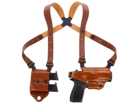 Galco MCII820 Miami Classic II Shoulder System Fits Chest Up To 56" Tan Leather Harness Fits Sig P320/M17/M18/Taurus G2/G3/G3C Right Hand