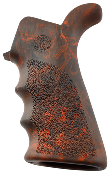 Hogue 15421 OverMolded Beavertail made of Rubber with Red Lava Finish, Cobblestone Texture & Finger Grooves for AR-15, M16                                                                              