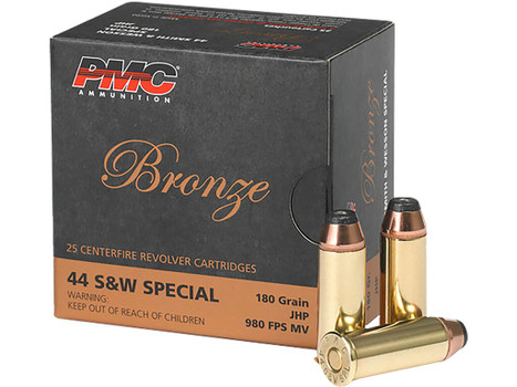 PMC 44SB Bronze 44S&WSpl 180gr Jacketed Hollow Point 25 Per Box/20 Case