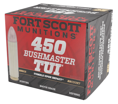 Fort Scott Munitions 450BM250SCV Tumble Upon Impact (TUI) Rifle 450Bushmaster 250gr Solid Copper Spun 20 Per Box/10 Case                                                                                