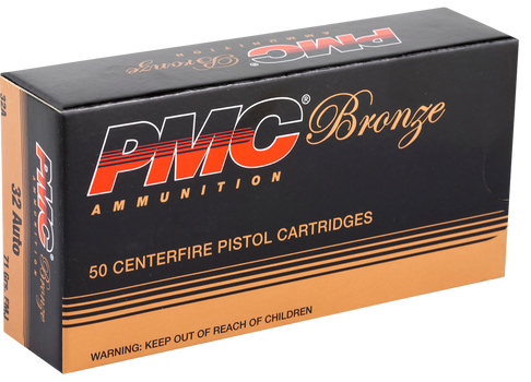 PMC 32A Bronze  32ACP 71gr Full Metal Jacket 50 Per Box/20 Case                                                                                                                                         