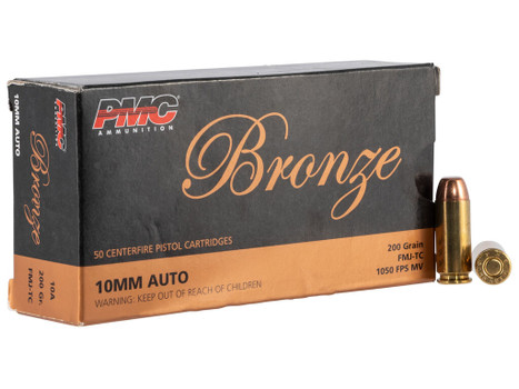 PMC 10A Bronze 10mmAuto 200gr Full Metal Jacket Truncated Cone 50 Per Box/20 Case