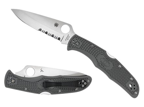 Spyderco C10PSFG Endura 4 Lightweight 3.75" Folding Part Serrated Satin VG-10 SS Blade/Foliage Green Bi-Directional Texturing FRN Handle Includes Pocket Clip
