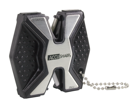 AccuSharp 017C Diamond Pro 2-Step Sharpener Hand Held Fine/Coarse Diamond, Ceramic Sharpener Black/White Aluminum                                                                                       
