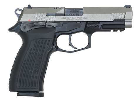 Bersa TPR9DT TPR Full Size Frame 9mm Luger 17+1, 4.30" Black Steel Barrel, Nickel Cerakote Serrated Steel Slide, Matte Black Aluminum Frame w/Picatinny Rail, Ambidextrous