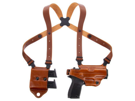 Galco MCII652 Miami Classic II Shoulder System Size Fits Chest Up To 56" Tan Leather Compatible w/S&W M&P Shield/Glock 43/43X Right Hand