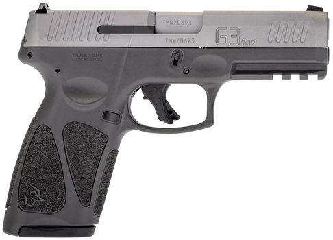 Taurus 1G3B949G15 G3  Full Size Frame 9mm Luger 15+1 4" Matte Stainless Steel Barrel, Matte Serrated Stainless Steel Slide, Gray Polymer Frame w/Picatinny Rail, Gray Polymer Grip, Right Hand          