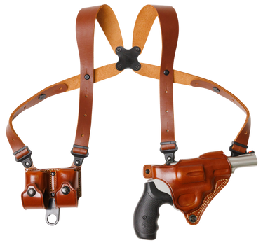 Galco MCII104 Miami Classic II Shoulder System Shoulder Fits Chest Up To 56"/Colt King Cobra Tan Steerhide Right Hand                                                                                   